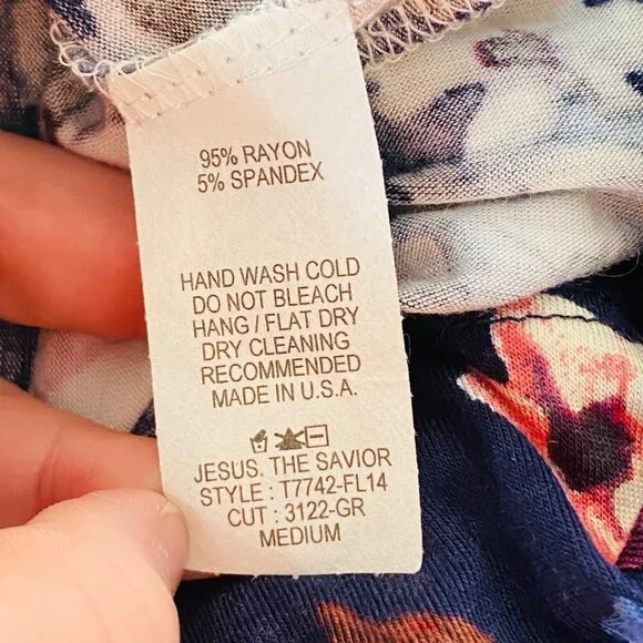 Reborn J Womens Blue Floral V Neck Wrap High Low Long Sleeve Dress M Boho Flowy - Picture 7 of 7